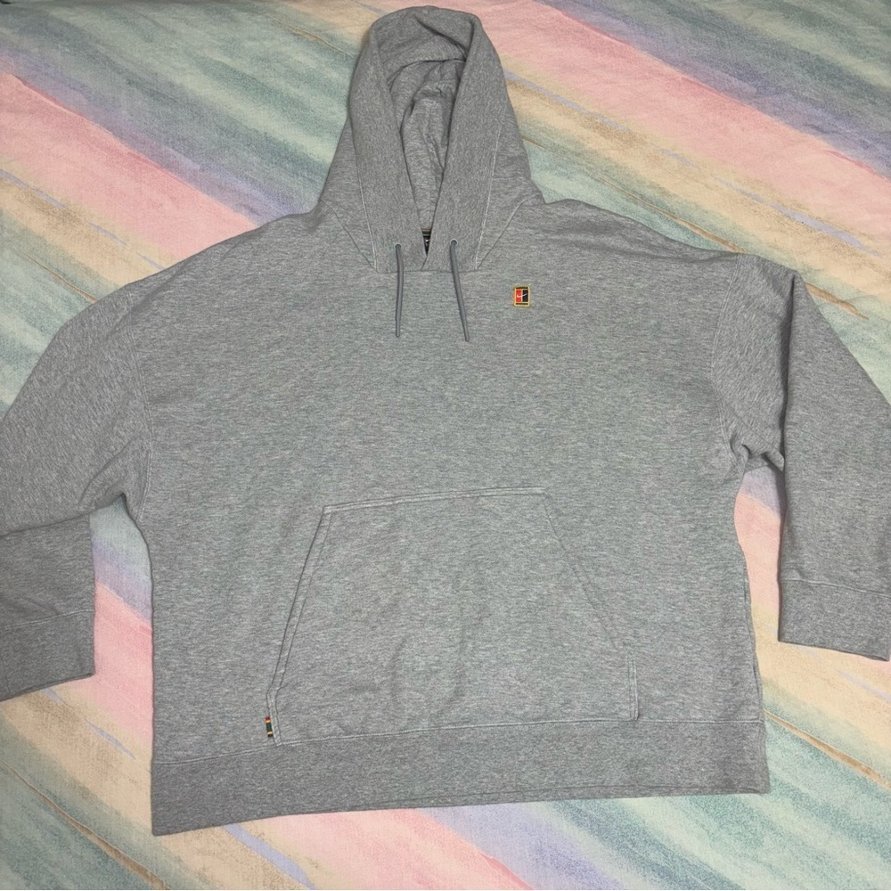 Nike Tennis Nike Court Logo Gray 100% Cotton Men’s Hoodie  size 2XL
